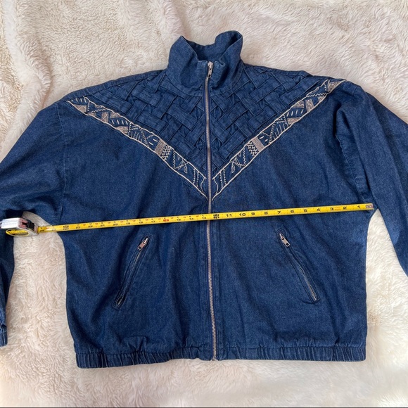 New Old Stock Teddi Denim Jacket Basketweave Vintage Bomber Coat - Picture 6 of 8